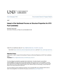 Impact of the Synthesis Process on Structure Properties for AFCI Fuel Candidates