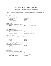 Leycester Lyra Viol Lessons a Recital and Discussion by Lisa Terry