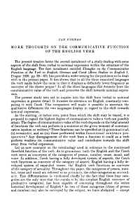 More Thoughts on the Communicative Function of the English Verb