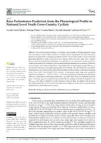 Race Performance Prediction from the Physiological Profile in National