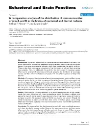 A Comparative Analysis of the Distribution of Immunoreactive Orexin a and B in the Brains of Nocturnal and Diurnal Rodents Joshua P Nixon*1,2 and Laura Smale1