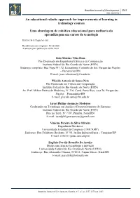 An Educational Robotic Approach for Improvements of Learning in Technology Courses