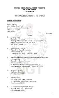 Before the National Green Tribunal Principal Bench New Delhi ………….. Original Application No. 180 of 2015 in the Matter O