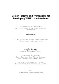 Design Patterns and Frameworks for Developing WIMP User Interfaces