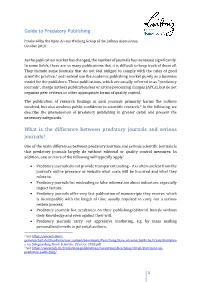 Guide to Predatory Publishing