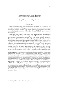 Terrorizing Academia