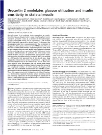 Urocortin 2 Modulates Glucose Utilization and Insulin Sensitivity in Skeletal Muscle