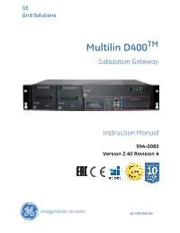 994-0089 D400 Substation Gateway Instruction Manual