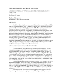 Abnormal Movements in Sleep As a Post-Polio Sequelae
