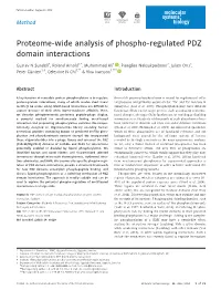 Proteome‐Wide Analysis of Phospho‐Regulated PDZ Domain Interactions