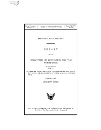 Student Success Act R E P O R T Committee On