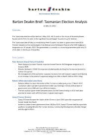 Tasmanian Election Analysis 26 March 2021 Overview