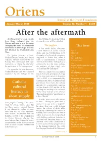 After the Aftermath As Oriens Went to Press, Reports As of Writing, We Do Not Know When from Rome Indicated That the the New Directive Will Be Published
