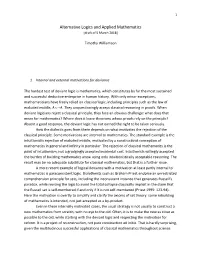 Alternative Logics and Applied Mathematics [Draft of 5 March 2018]