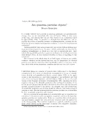 Are Quantum Particles Objects? Simon Saunders