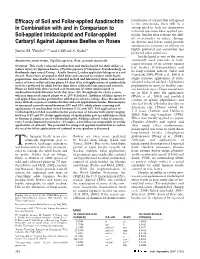 Efficacy of Soil and Foliar-Applied Azadirachtin in Combination with and in Comparison to Soil-Applied Imidacloprid and Foliar-A