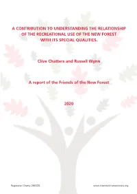 A Contribution to Understanding the Relationship of the Recreational Use of the New Forest with Its Special Qualities