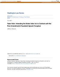 Amending the Stolen Valor Act to Conform with the First Amendment's Fraudulent Speech Exception