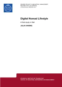 Digital Nomad Lifestyle a Field Study in Bali