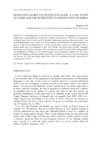 Monolingualism Via Multilingualism: a Case Study of Language Use in the West Ugandan Town of Hoima