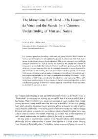 On Leonardo Da Vinci and the Search for a Common Understanding of Man and Nature