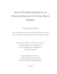 Sums of Fourier Coefficients of Modular Forms and the Gauss Circle Problem