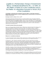 Constitutional Reference No. 1 of 2003: in the Matter of Article 55 Of