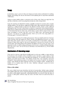 Mechanism of Cleansing Soaps