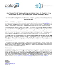 Montreal Internet Exchange Reaches Milestone on Path to New Peaks, Reinforcing the Value of Independent Internet Exchange Model