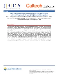 Nitric Oxide Modulates Endonuclease III Redox Activity by a 800 Mv Negative Shift Upon [Fe4s4] Cluster Nitrosylation Levi A