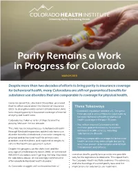 Parity Remains a Work in Progress for Colorado