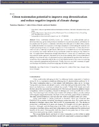 Citron Watermelon Potential to Improve Crop Diversification and Reduce Negative Impacts of Climate Change