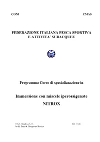 Immersione Con Miscele Iperossigenate NITROX