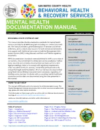 Mental Health Documentation Manual