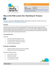 Stay on the Path Lesson One: Searching for Treasure