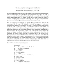 The Gia Long Code in Comparative Codification Bui Ngoc Son