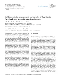 Calving Event Size Measurements and Statistics of Eqip Sermia, Greenland, from Terrestrial Radar Interferometry