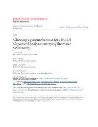 Choosing a Genome Browser for a Model Organism Database: Surveying the Maize Community Taner Z