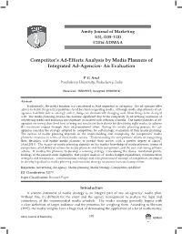 Competitor's Ad-Efforts Analysis by Media Planners