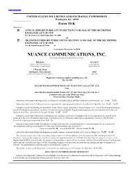NUANCE COMMUNICATIONS, INC. (Exact Name of Registrant As Specified in Its Charter)