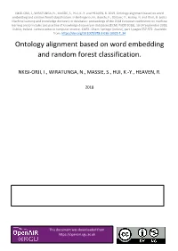 Ontology Alignment Based on Word Embedding and Random Forest Classification