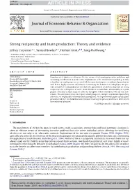 Strong Reciprocity and Team Production: Theory and Evidence