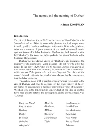 The Names and the Naming of Durban