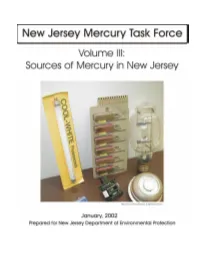 Volume III: Sources of Mercury to New Jersey's Environment
