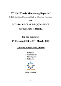 2 Half Yearly Monitoring Report of on MID-DAY-MEAL PROGRAMME For