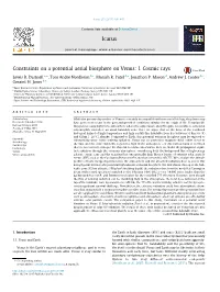Constraints on a Potential Aerial Biosphere on Venus: I. Cosmic Rays ⇑ Lewis R