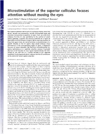 Microstimulation of the Superior Colliculus Focuses Attention Without Moving the Eyes