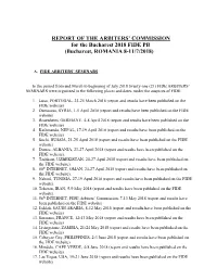 REPORT of the ARBITERS' COMMISSION for the Bucharest
