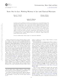Score One for Jazz: Working Memory in Jazz and Classical Musicians