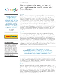 Weaknees Increased Revenue and Lowered Credit Card Transaction Fees 13 Percent with Google Checkout